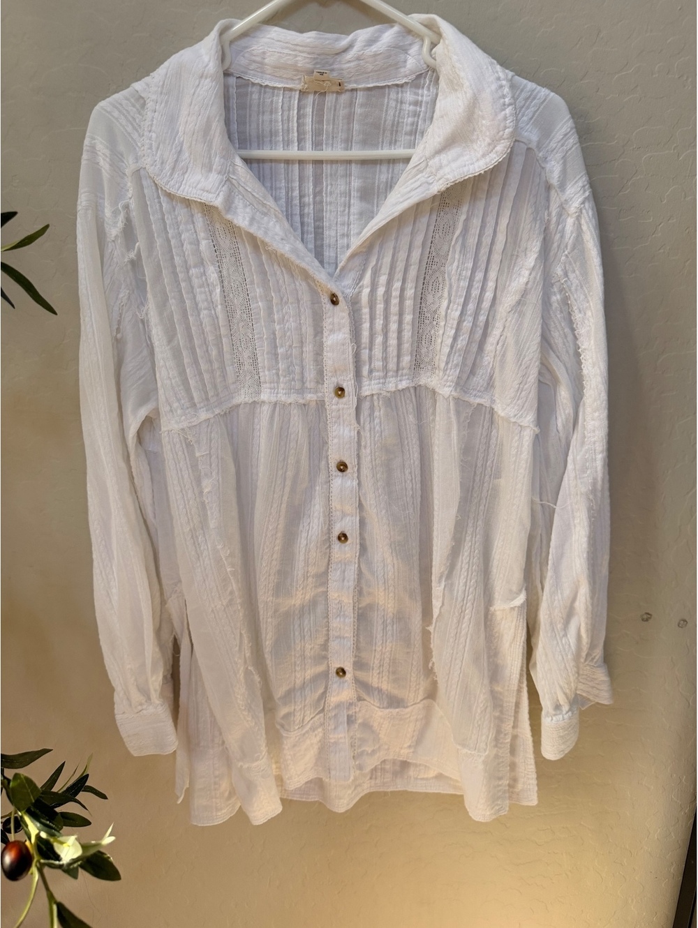 Anthropologie Pilcro white cottagecore cotton button up blouse